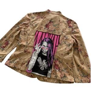 Reworked Apparel Aaliyah Graphic Custom Upcycled Floral Jacket Women's Large